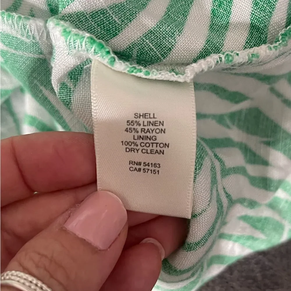 ELIZA J Tropical Linen Dress, Fit and Flare,  Midi length, green, size 12 - Picture 13 of 16
